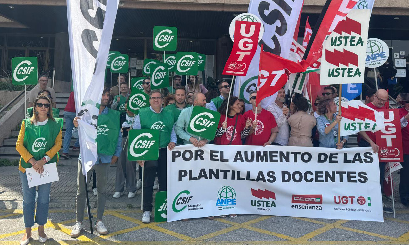 Momento de la protesta en Málaga.